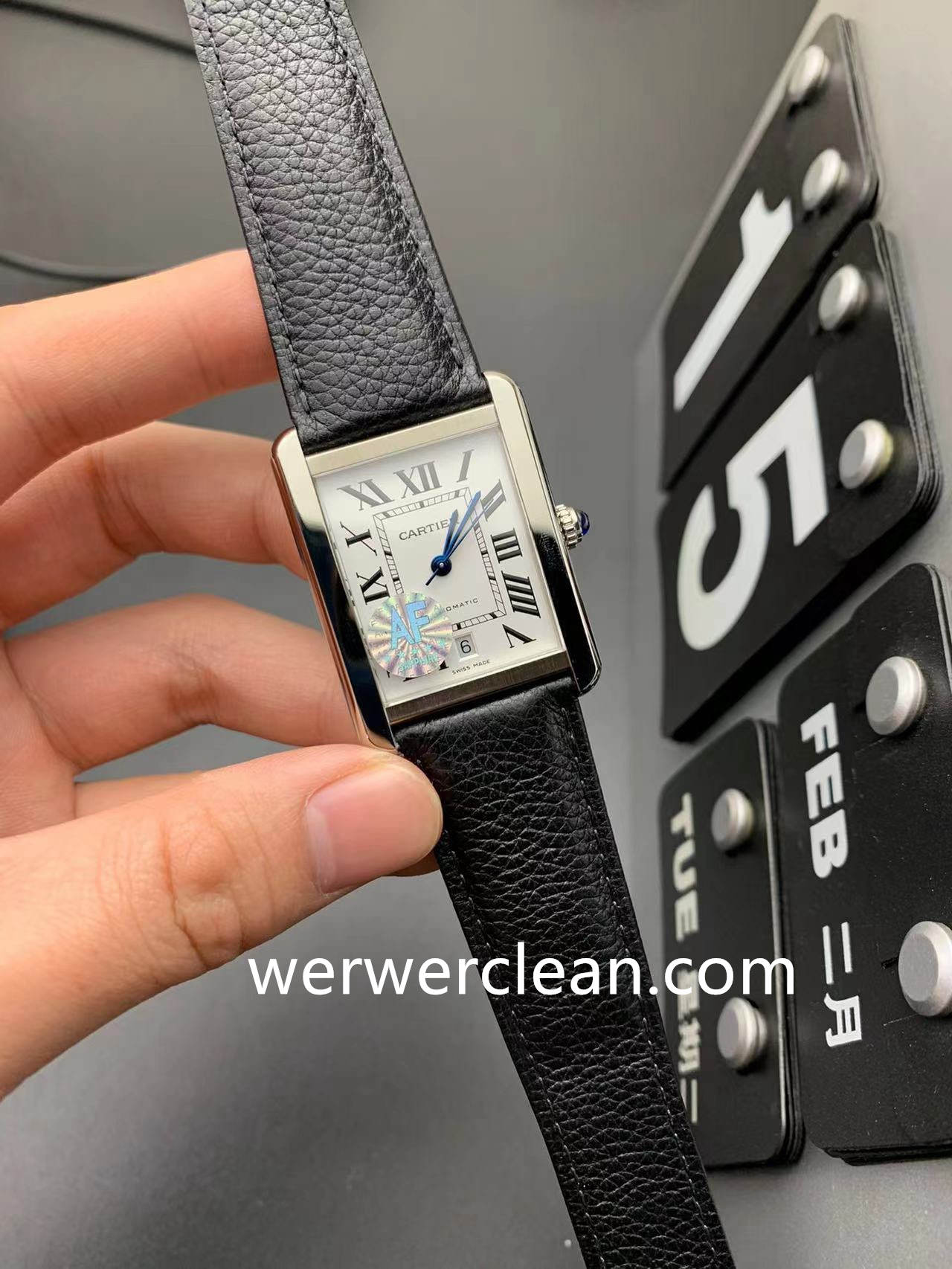 AF Factory Cartier Tank Solo XL W5200027 Silver Opaline Dial 31x41mm Automatic Leather Strap Watch