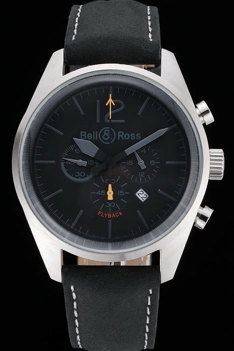 Bell and Ross BR126 Flyback Black Dial Silver Case Black Suede Leather Strap new121196
