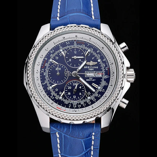 Breitling Bentley GT Racing Blue Dial Stainless Steel Case Blue Leather Bracelet new60127