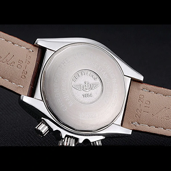 Breitling Chronomat 13 Stainless Steel Case White Dial Arabic Numerals Brown Leather Bracelet new60134