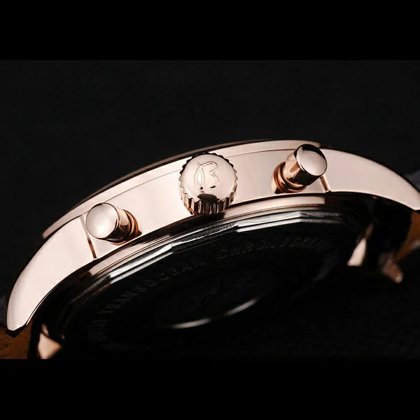 Breitling Transocean White Dial Black Leather Strap Rose Gold Bezel new58572