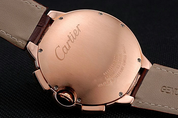 Cartier Ballon Bleu Brown Dial Gold Case Brown Leather Strap new121364