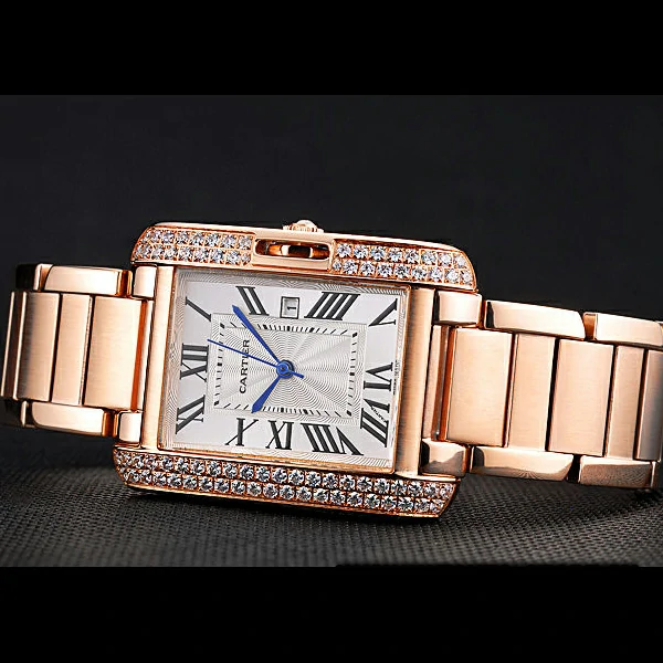 Cartier Tank Anglaise 30mm White Dial Diamonds Rose Gold Case Rose Gold Bracelet new59155