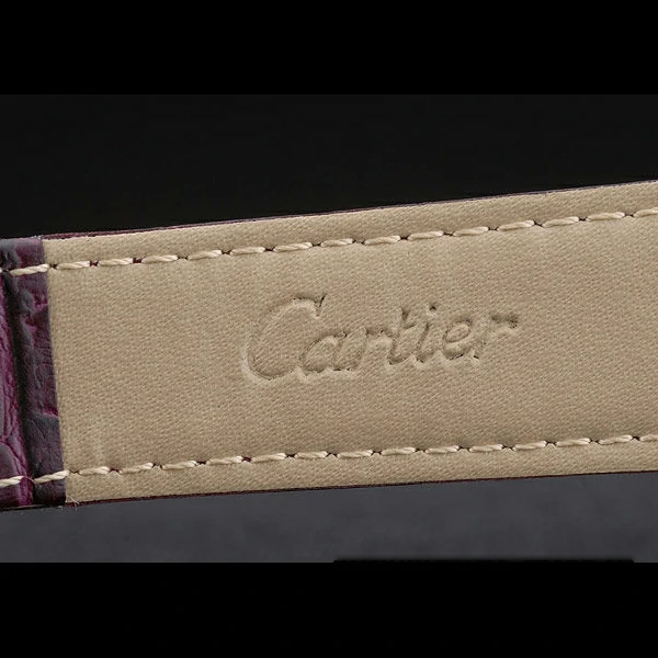 Cartier Tank Anglaise 30mm White Dial Stainless Steel Case Purple Leather Bracelet new59188