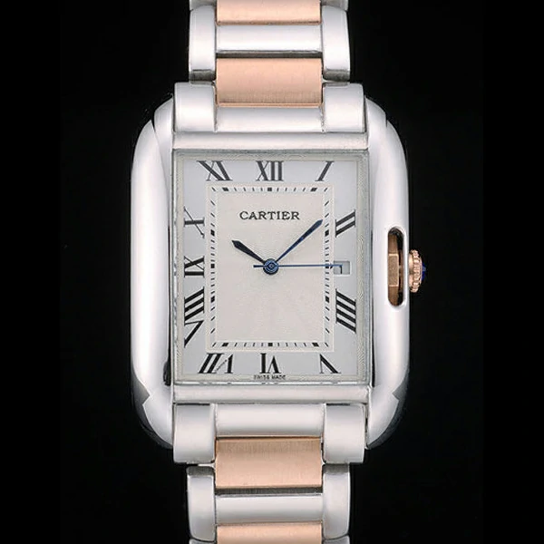 Cartier Tank Anglaise 36mm White Dial Stainless Steel Case Two Tone Bracelet new59150