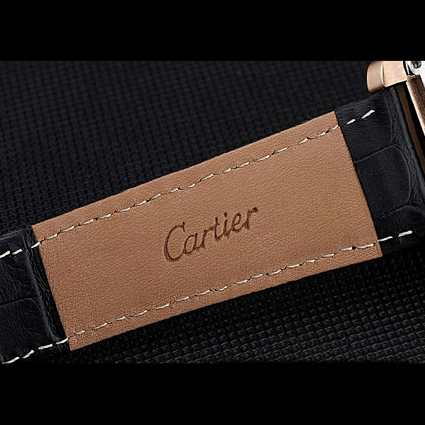 Cartier Tank MC Black Dial Gold Case Black Leather Bracelet new60620