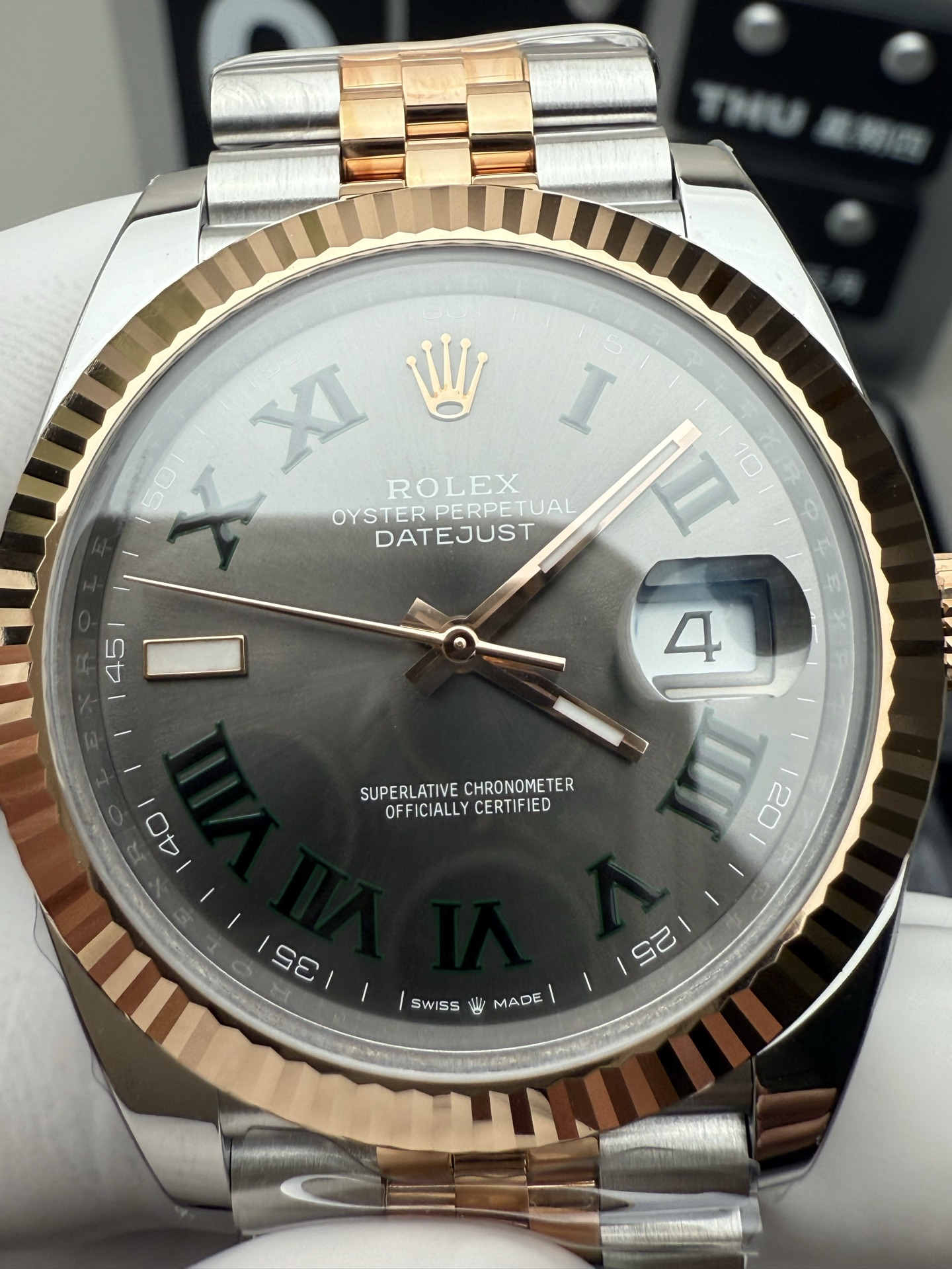 Datejust 41 126333 Rose Gold & Steel Green Roman Dial Super Clone 3235