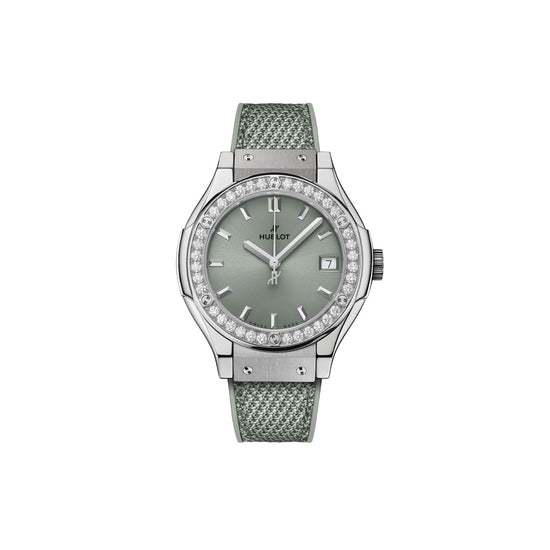 Hublot Replica Watch Classic Fusion Titanium Sage Green Diamonds, 581.NX.891G.NR.1104.