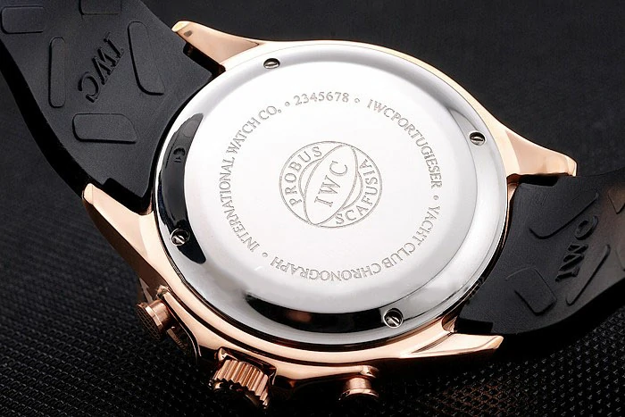 IWC Portugieser Yacht Club Black Dial Rose Gold Case Black Rubber Strap new121927
