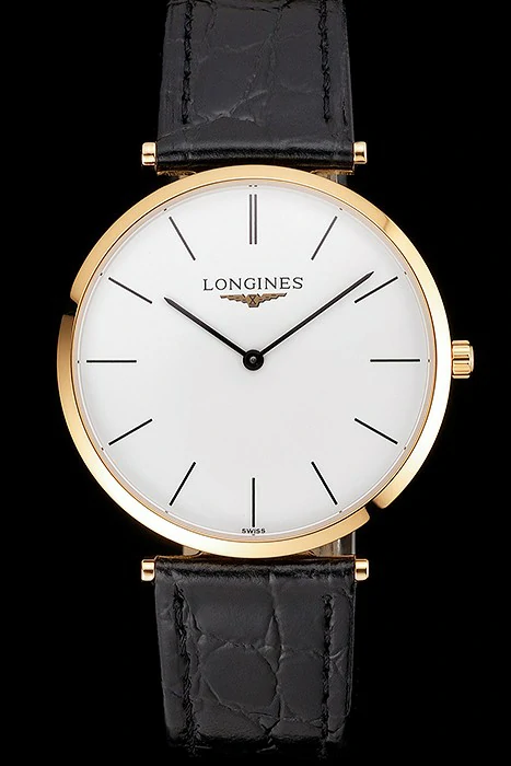Longines Grande Classique White Dial Gold Case Black Leather Strap new122752