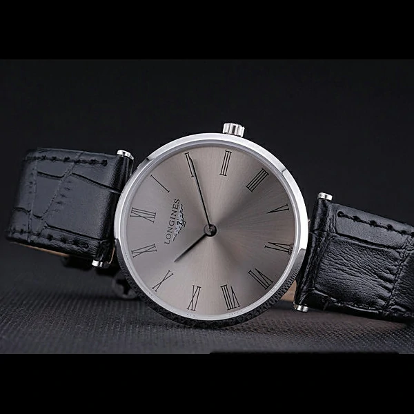 Longines La Grande Classique Grey Round Dial Black Leather Band new60276