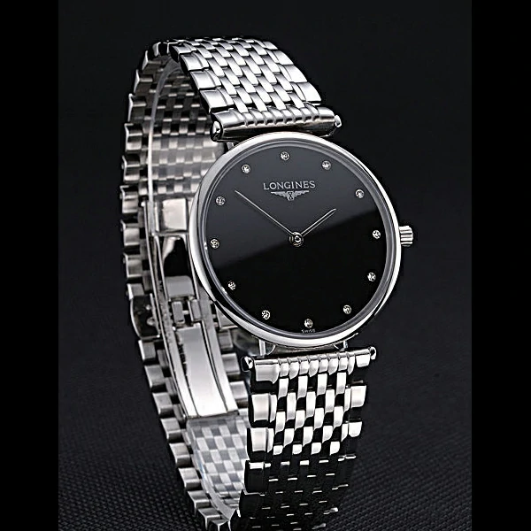 Longines La Grande Classique Stainless Steel Black Dial Diamond Markers Homme new60012