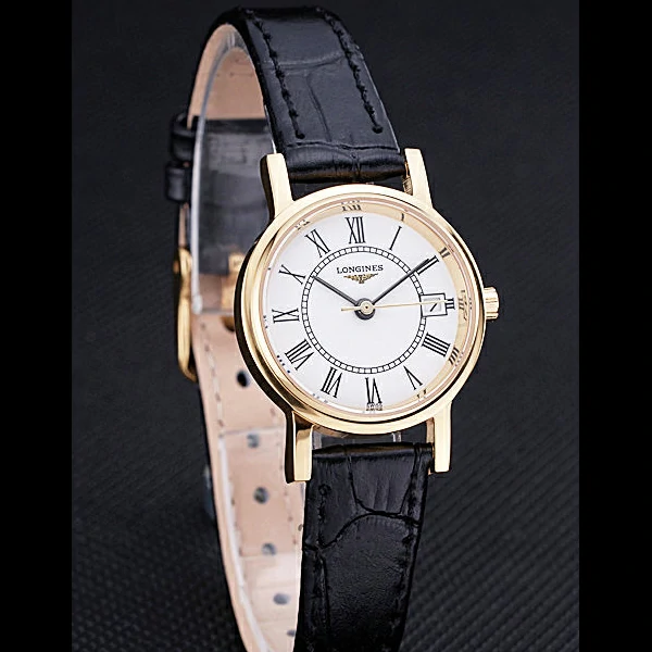 Longines La Grande Classique White Round Dial Gold Case Black Leather Band Small new60278