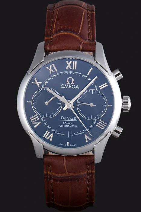 Omega DeVille Silver Bezel with Grey Dial and Brown Leather Strap new117755