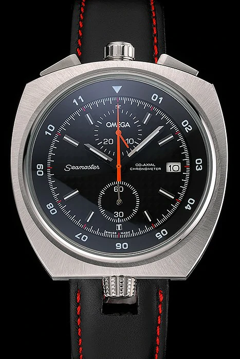 Omega Seamaster Bullhead Black Dial Stainless Steel Case Black Leather Strap new120969