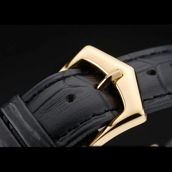 Patek Philippe Calatrava Polished Bezel Orange Dial Black Leather Strap new59008