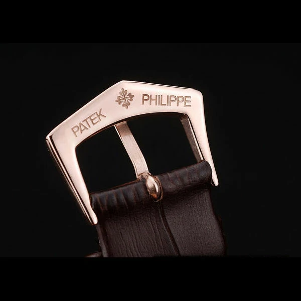 Patek Philippe Calatrava Polished Bezel White Dial Brown Leather Strap new59011