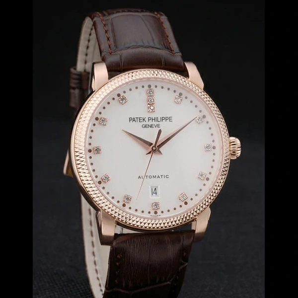 Patek Philippe Calatrava Ribbed Bezel Grey Dial Brown Leather Strap new59015