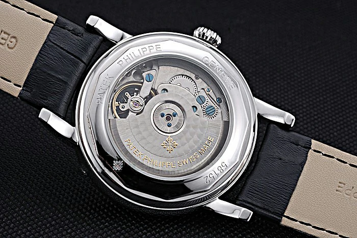 Patek Philippe Geneve Grand Complications Black Dial Stainless Steel Bezel Black Leather Band new118604