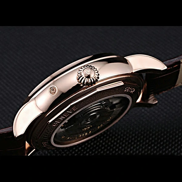 Patek Philippe Geneve Grand Complications White Dial Tourbillon Rose Gold Bezel Brown Band new60054