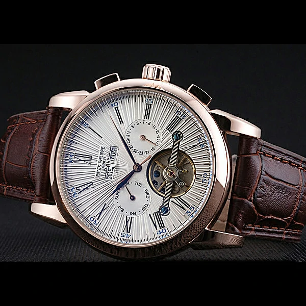 Patek Philippe Grand Complications Gold Case White Dial Roman Numerals Brown Leather Bracelet new60149