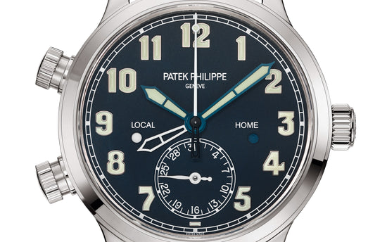 Patek Philippe Replica Watch Complication, 18k White Gold, Calatrava Pilot Travel Time 37,5mm, 7234G-001