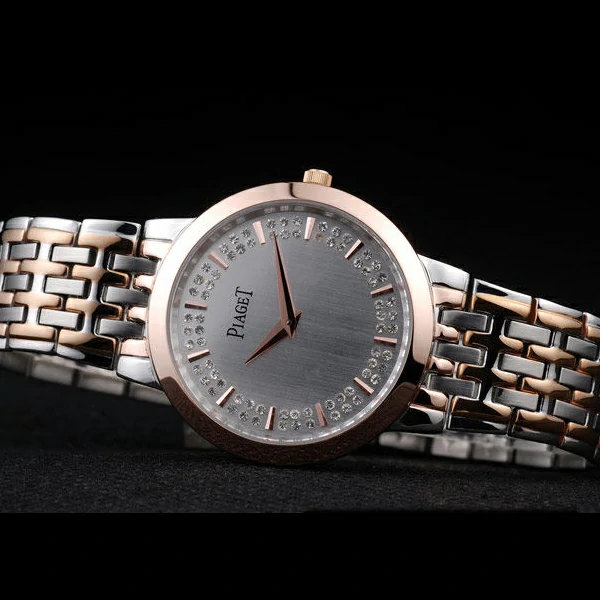 Piaget Traditional Rose Gold Case Double Studded Minute Markers Silver Dial new58245
