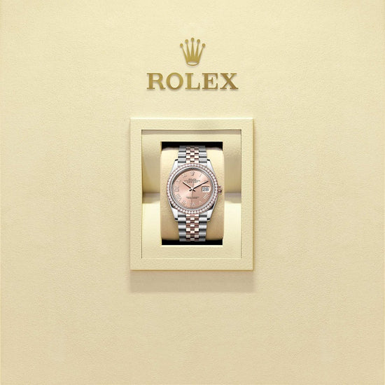 Rolex Replica Watch Datejust 36, Oystersteel and 18k Everose Gold, Rosé-colour set with diamonds dial, Diamond-set bezel Jubilee, 126281rbr-0037