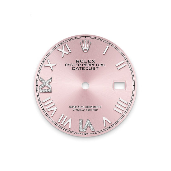 Rolex Replica Watch Datejust 36, Oystersteel and 18k White Gold, Pink set with diamonds dial, Fluted Oyster, 126234-0066