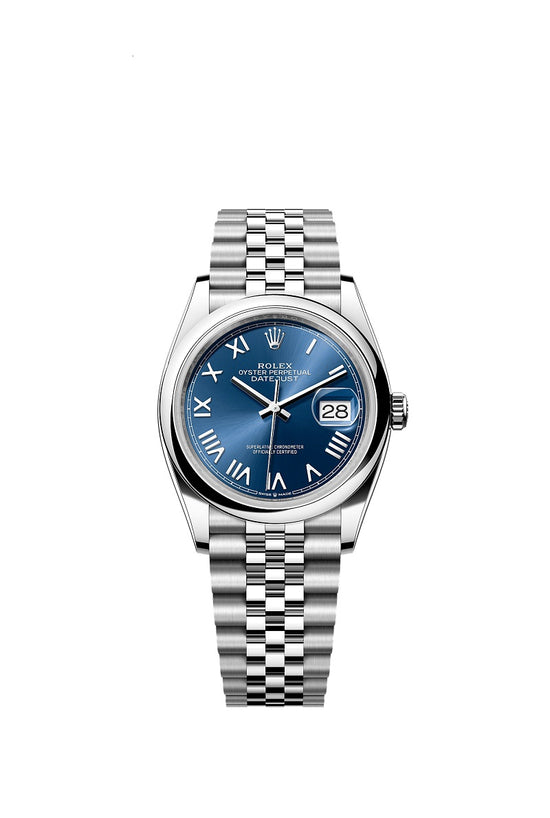 Rolex Replica Watch Datejust 36, Oystersteel, Bright blue sunray dial, Domed Jubilee, 126200-0029