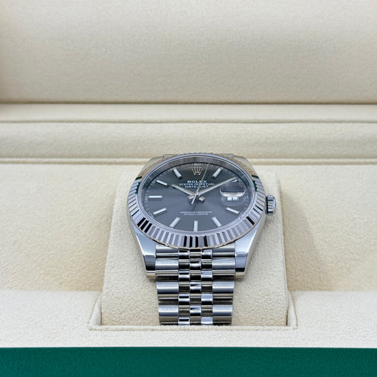 Rolex Replica Watch Datejust 41, Stainless Steel and 18k White Gold, 41mm, Slate dial, Jubilee, 126334-0014