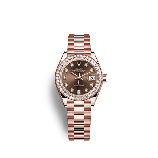 Rolex Replica Watch Lady-Datejust 28, 18kt Everose Gold and diamonds, 279135RBR-0017
