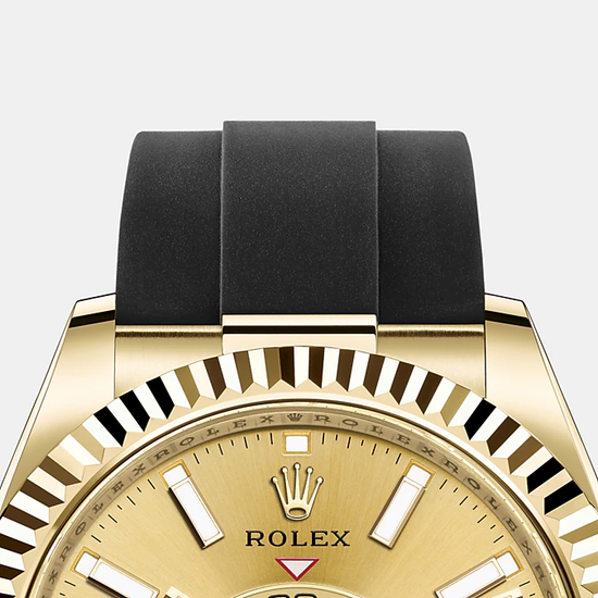Rolex Replica Watch Sky-Dweller 42mm, 18k Yellow Gold, Oysterflex, 326238-0007