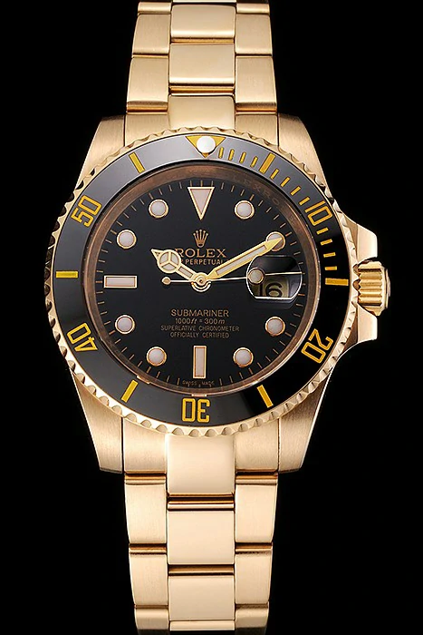 Rolex Submariner Black Dial Black Bezel Yellow Gold Case And Bracelet new122153