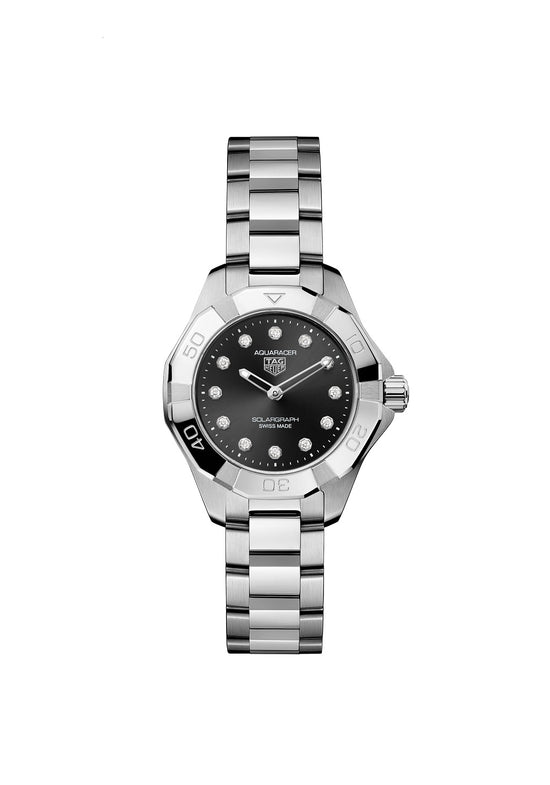 TAG Heuer Aquaracer Professional 100 Solargraph, Stainless Steel and Diamonds set, Solar Quartz, 28 mm, WBP141G.BA0049