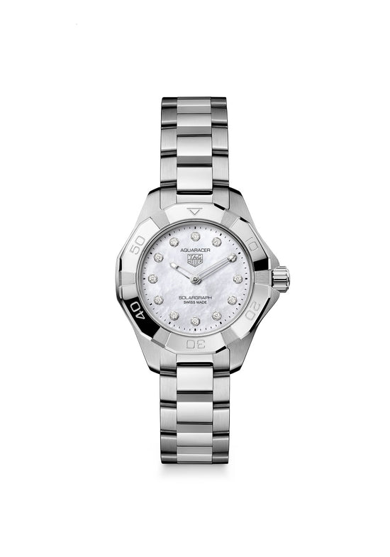 TAG Heuer Aquaracer Professional 100 Solargraph, Stainless Steel and Diamonds set, Solar Quartz, 28 mm, WBP141H.BA0049