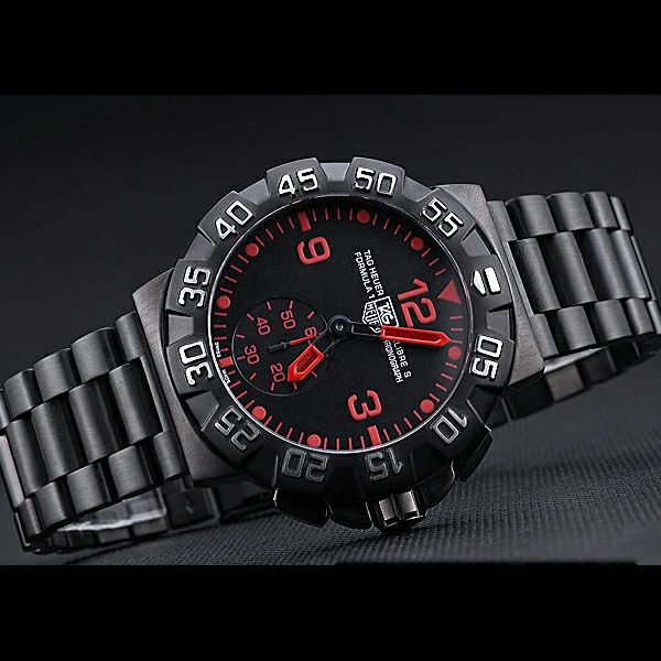 Tag Heuer Formula One Grande Date Black Dial Red Numerals Ion Plated Steinless Steel Bracelet new60192