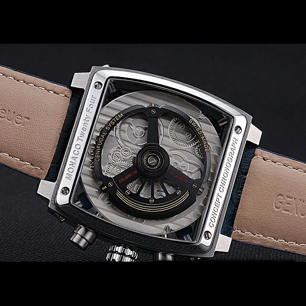 Tag Heuer Monaco 24 Calibre 36 Chronograph Blue And Grey Stripes Dial Blue Leather Strap new60169