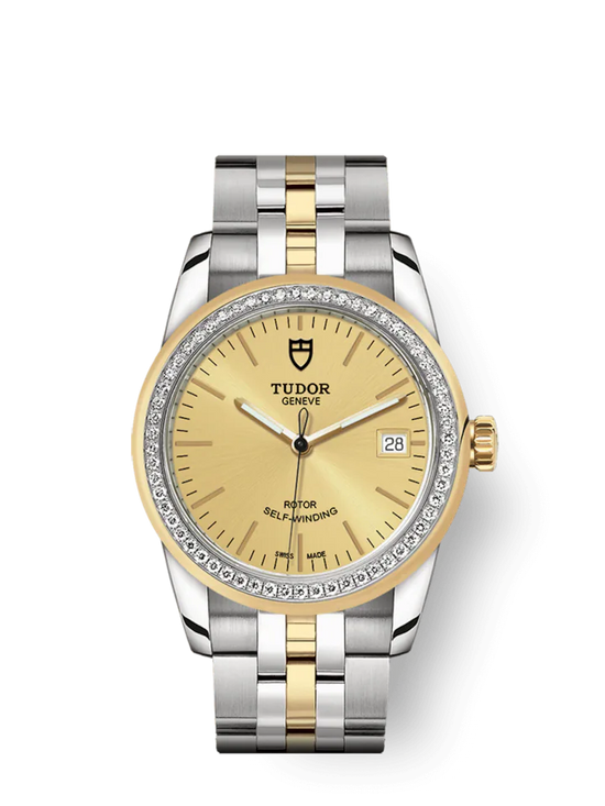 Tudor Replica Watch Glamour Date, Stainless Steel and 18k Yellow Gold with Diamond-set bezel, 36mm, M55023-0025