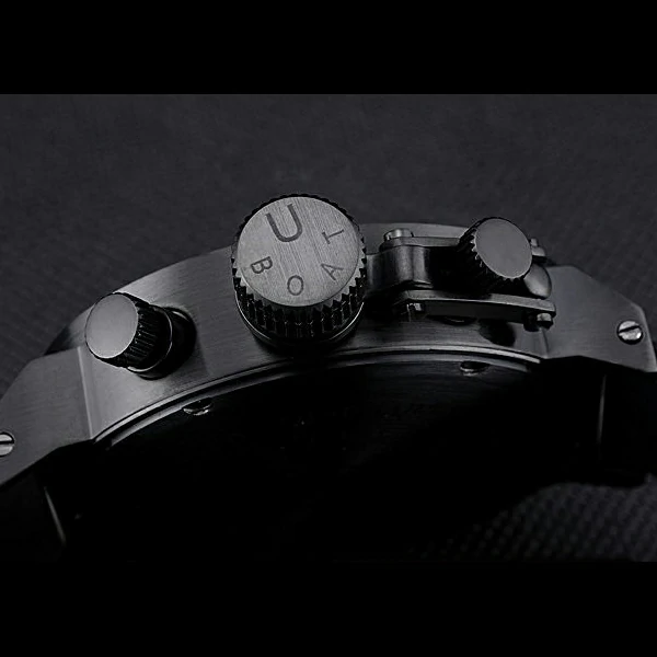 U Boat Flightdeck Black Dial Black Steel Case Black Rubber Bracelet new60639